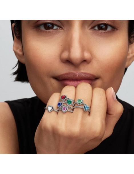 PANDORA Bague Cœur Violet Clair Surélevé