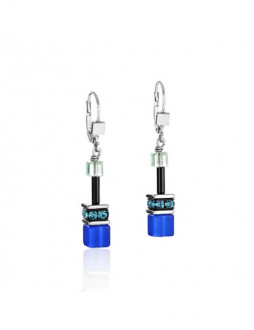 COEUR DE LION Boucles d'oreilles GeoCUBE® Iconic Bleu Vert