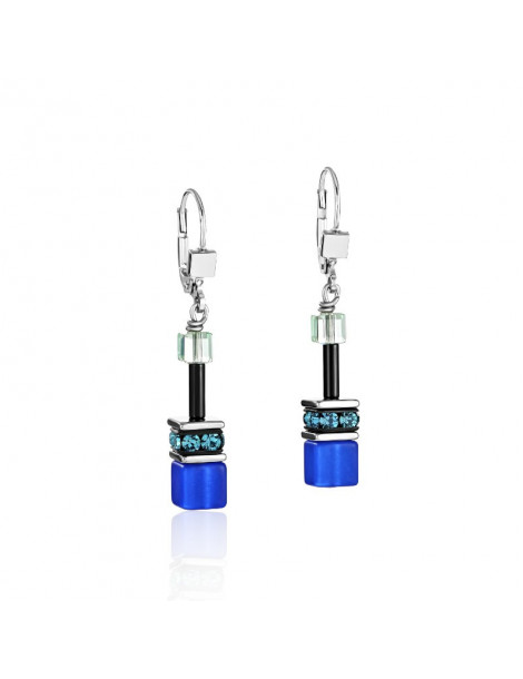 COEUR DE LION Boucles d'oreilles GeoCUBE® Iconic Bleu Vert