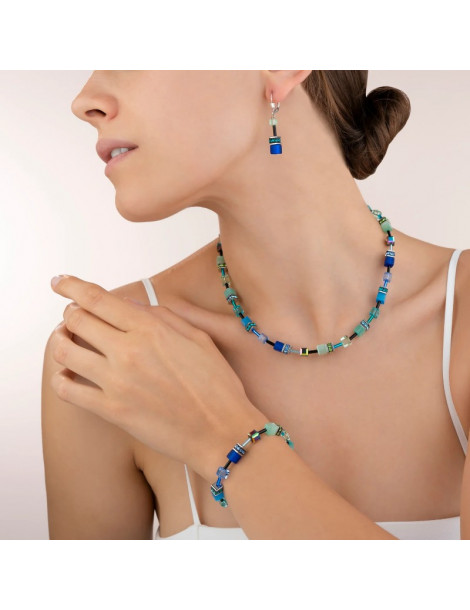 COEUR DE LION Boucles d'oreilles GeoCUBE® Iconic Bleu Vert