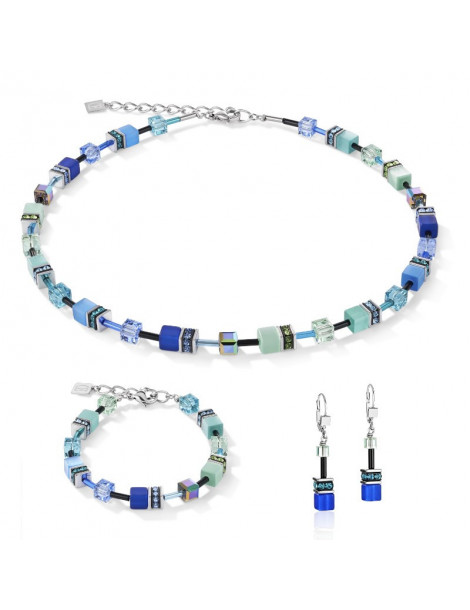 COEUR DE LION Boucles d'oreilles GeoCUBE® Iconic Bleu Vert