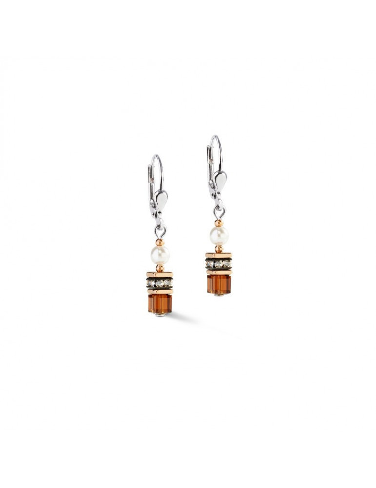 COEUR DE LION Boucles d'oreilles GeoCUBE® Sparkling Princess Mocha Mousse