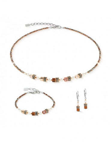 COEUR DE LION Boucles d'oreilles GeoCUBE® Sparkling Princess Mocha Mousse