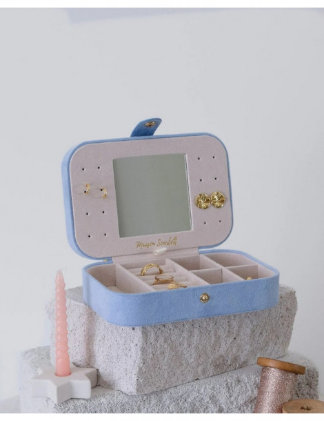 MAISON SCARLETT Boîte À Bijoux Brigitte Velours - Bleu Ciel