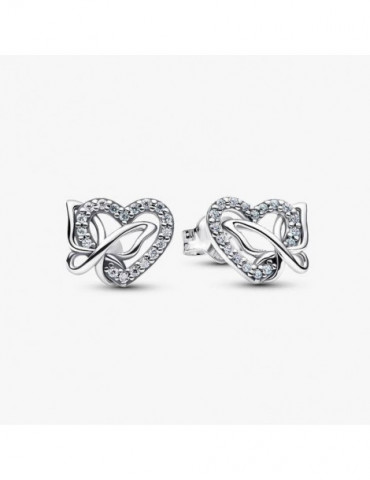 PANDORA Clous D'oreilles Cœur & Papillon Entrelacés
