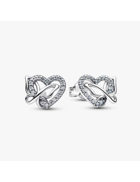 PANDORA Clous D'oreilles Cœur & Papillon Entrelacés
