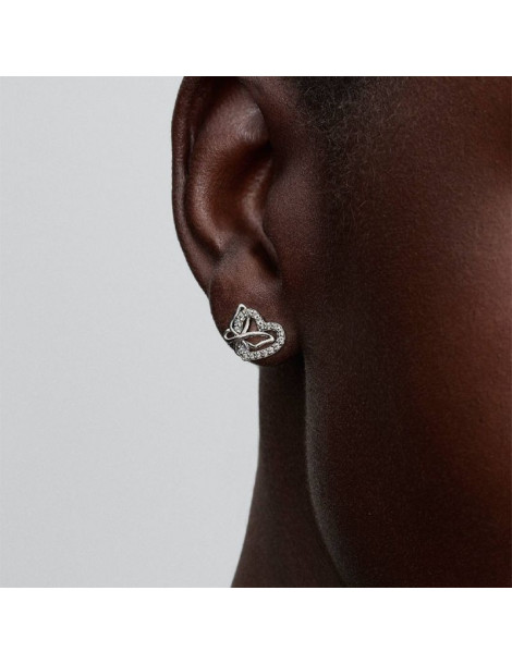 PANDORA Clous D'oreilles Cœur & Papillon Entrelacés