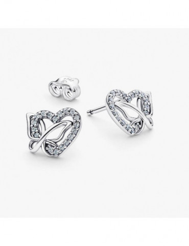 PANDORA Clous D'oreilles Cœur & Papillon Entrelacés