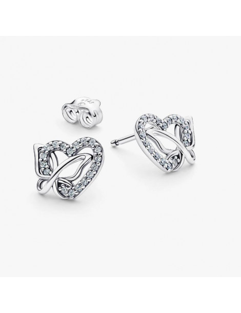 PANDORA Clous D'oreilles Cœur & Papillon Entrelacés