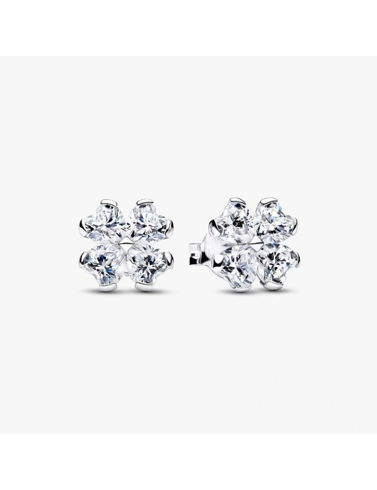 PANDORA Clous D'oreilles Trèfle À Quatre Feuilles Scintillantes