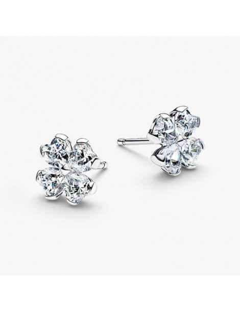 PANDORA Clous D'oreilles Trèfle À Quatre Feuilles Scintillantes