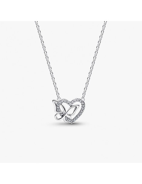 PANDORA Collier À Pendentif Cœur & Papillon Entrelacés