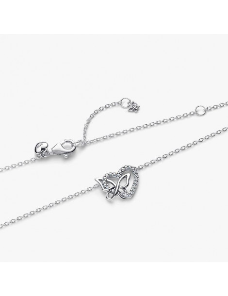PANDORA Collier À Pendentif Cœur & Papillon Entrelacés