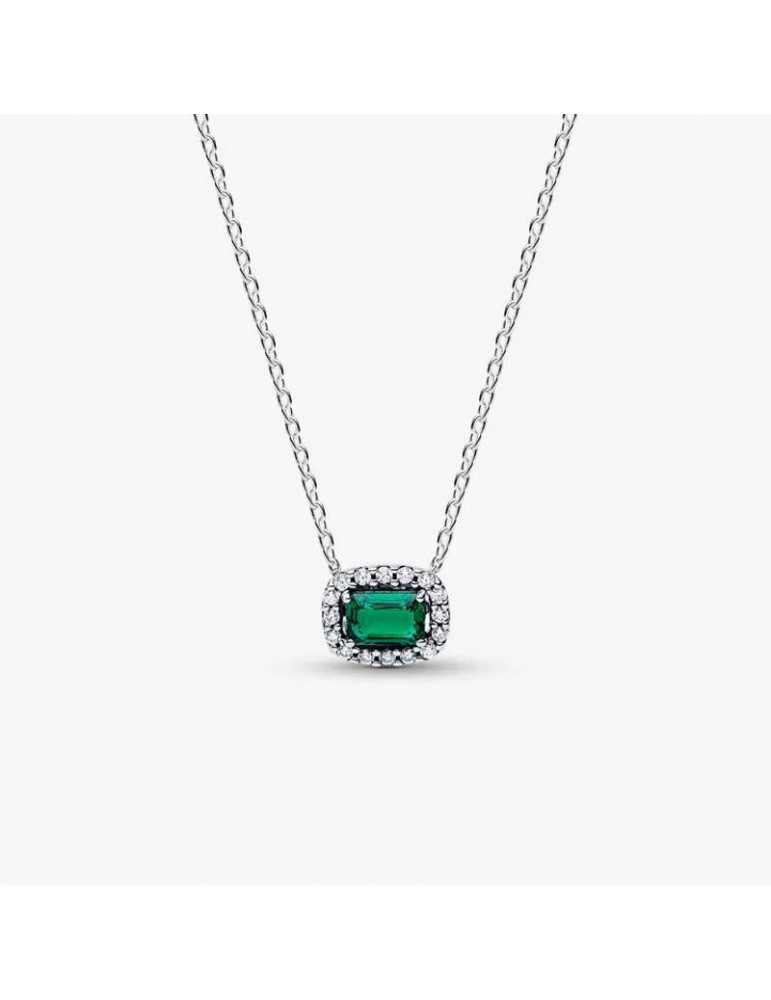 PANDORA Collier À Pendentif Halo Vert Scintillant Rectangulaire