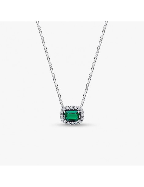 PANDORA Collier À Pendentif Halo Vert Scintillant Rectangulaire
