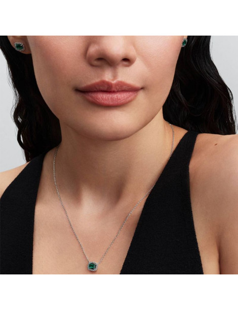 PANDORA Collier À Pendentif Halo Vert Scintillant Rectangulaire
