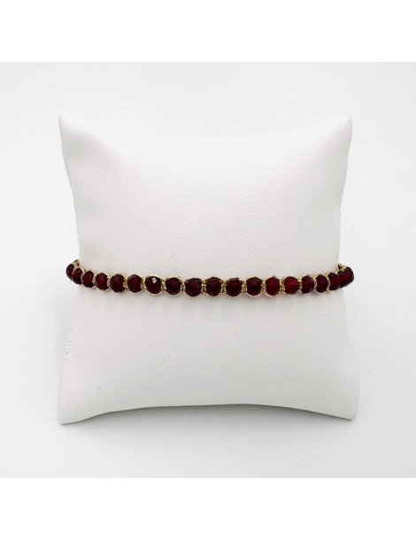 BEAUPASSANT Bracelet 1 Rang Grenat Gold