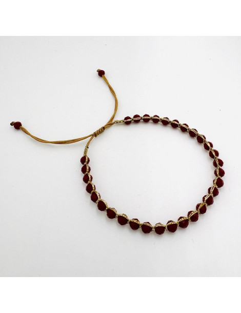 BEAUPASSANT Bracelet 1 Rang Bordeaux Gold