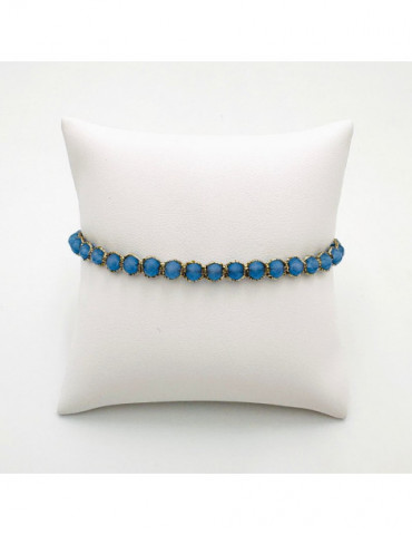 BEAUPASSANT Bracelet 1 Rang Bleu Gris Gold