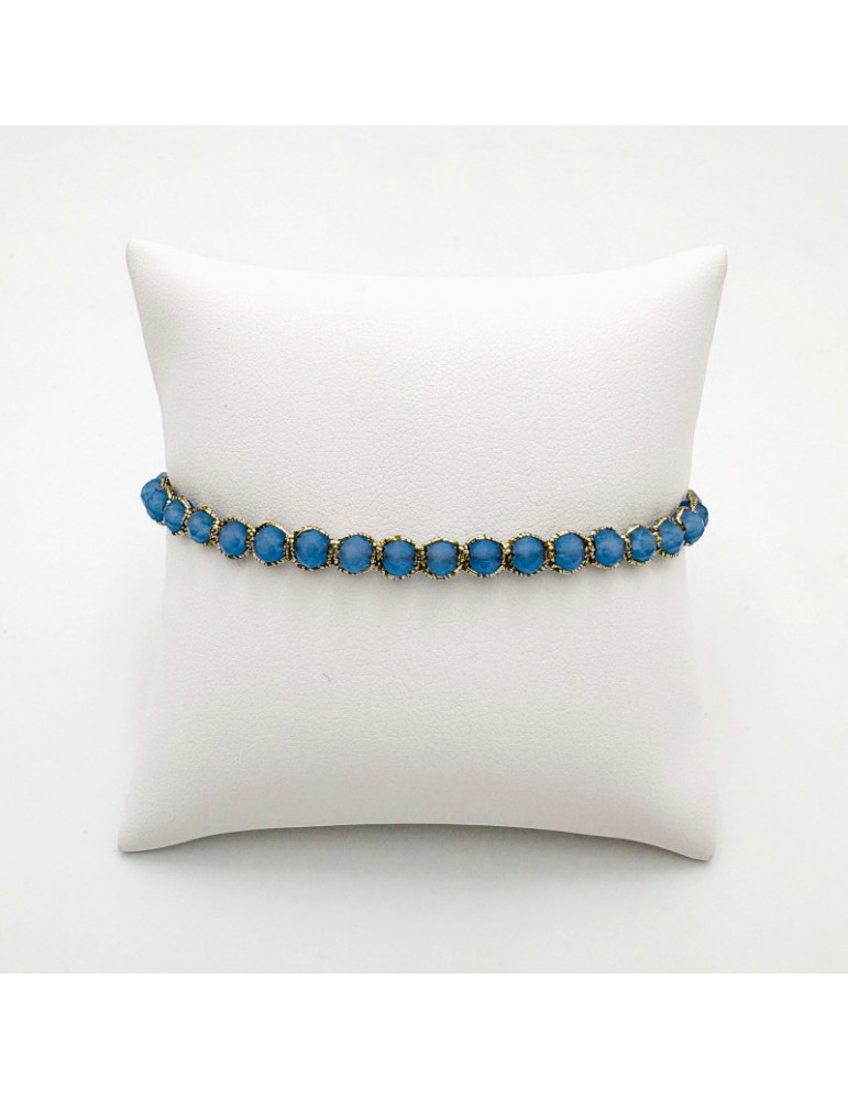BEAUPASSANT Bracelet 1 Rang Bleu Gris Gold