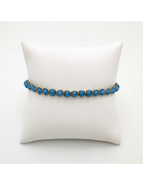 BEAUPASSANT Bracelet 1 Rang Bleu Gris Gold