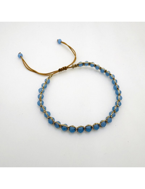 BEAUPASSANT Bracelet 1 Rang Bleu Gris Gold