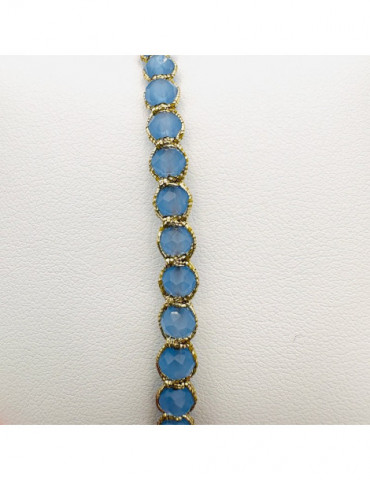 BEAUPASSANT Bracelet 1 Rang Bleu Gris Gold