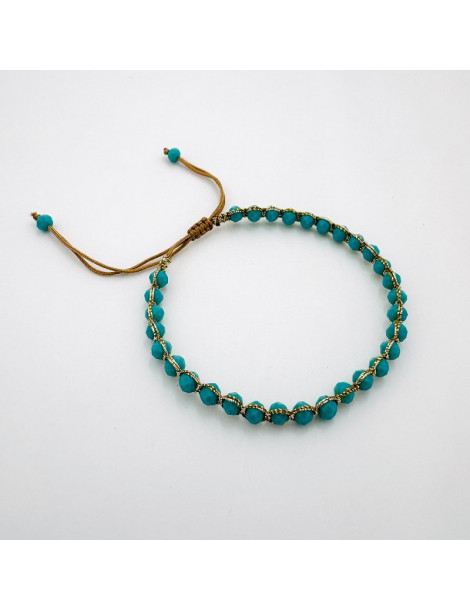 BEAUPASSANT Bracelet 1 Rang Turquoise Gold
