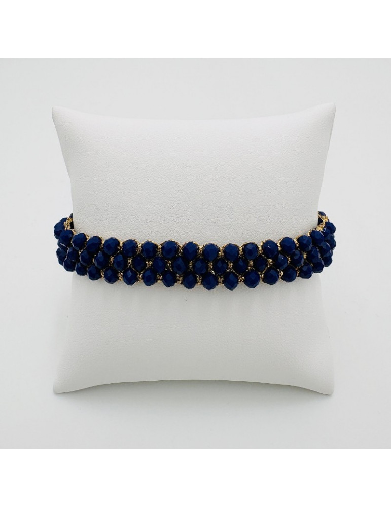 BEAUPASSANT Bracelet 3 Rangs Bleu Roi Gold
