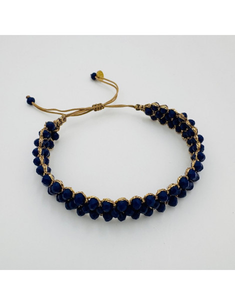 BEAUPASSANT Bracelet 3 Rangs Bleu Roi Gold