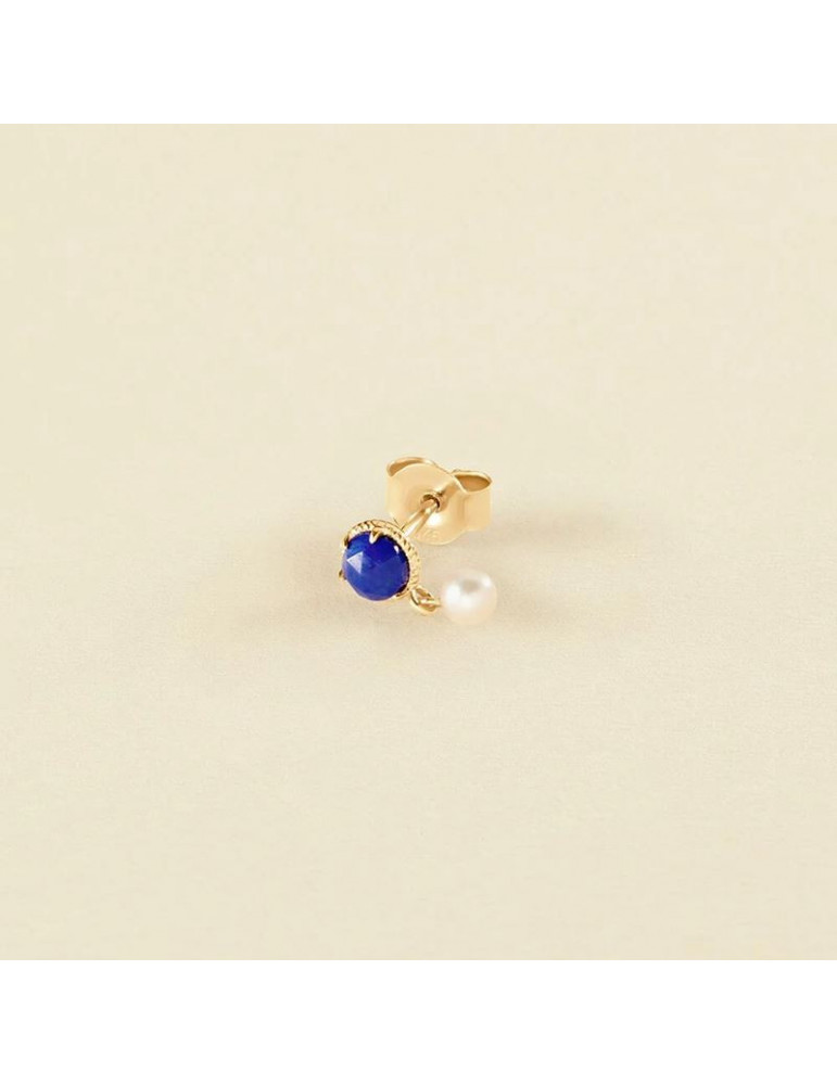 AGATHA Boucle D'oreille Precieux Lapis Lasuli & Perle | Unité