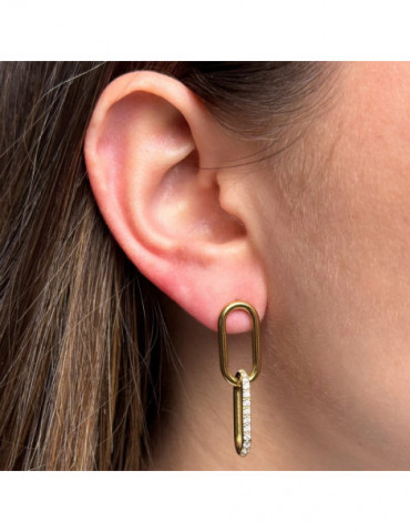 CLUSE  Boucles D'oreilles Élevé Double Zirconia Gold