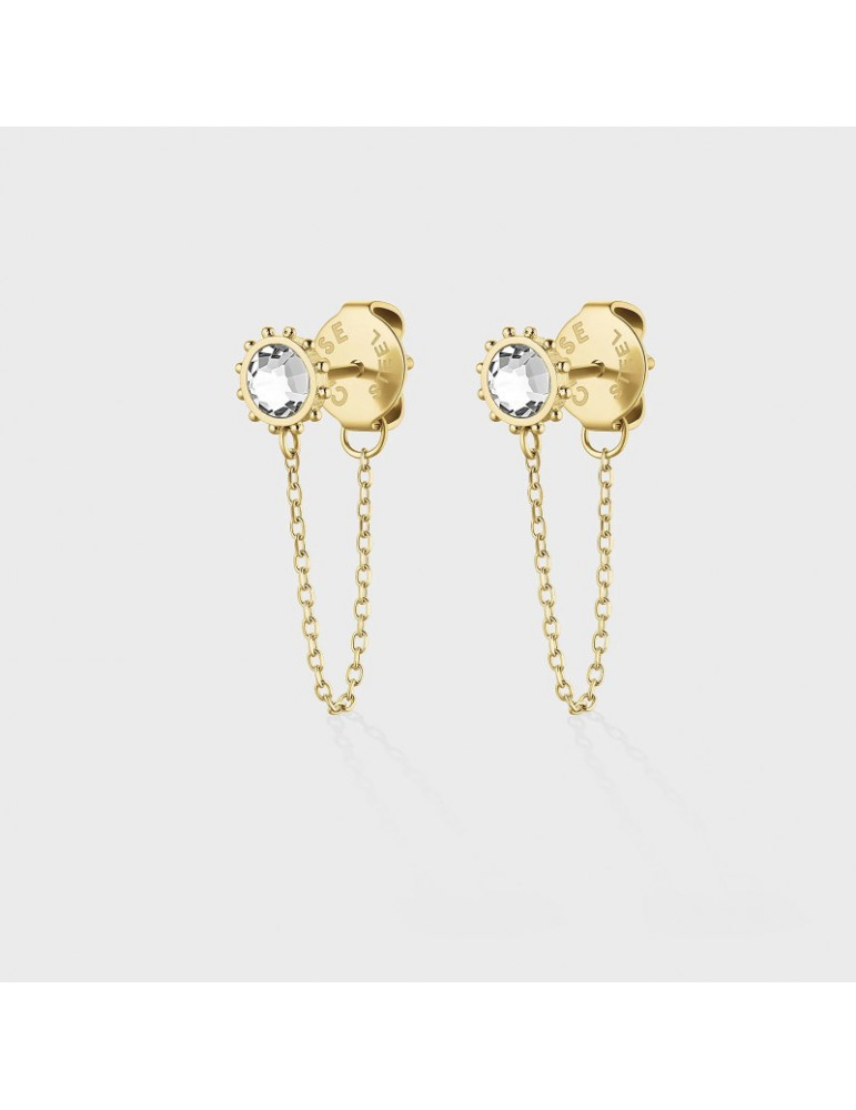CLUSE Boucles D'oreilles Essentielle Zircon Stud Chain Gold