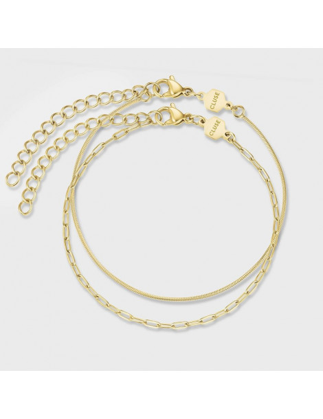 CLUSE Bracelet Set Essentielle Paperclip & Round Snake Gold