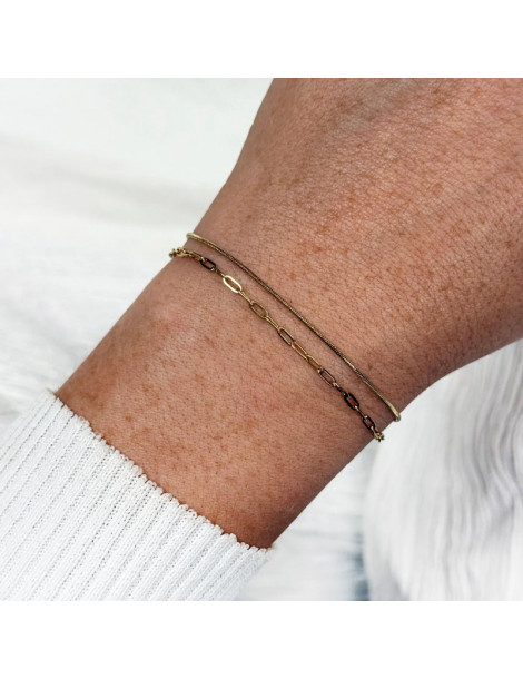 CLUSE Bracelet Set Essentielle Paperclip & Round Snake Gold