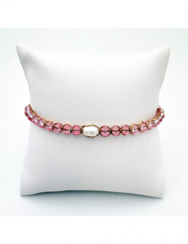 BEAUPASSANT Bracelet 1 Rang Pivoine Cristal Perle