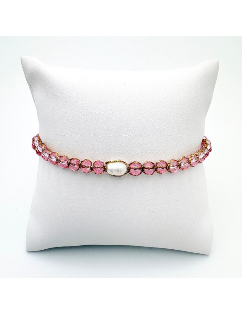 BEAUPASSANT Bracelet 1 Rang Pivoine Cristal Perle