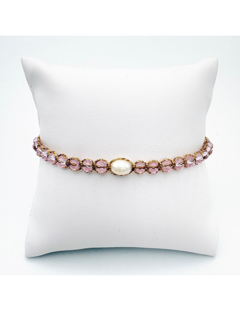 BEAUPASSANT Bracelet 1 Rang Pivoine Blush Perle