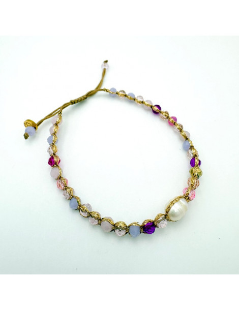 BEAUPASSANT Bracelet 1 Rang Pivoine Impériale Perle