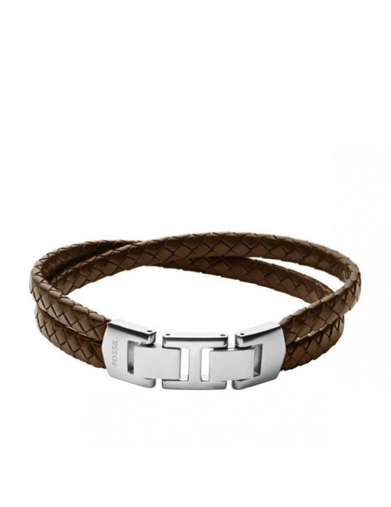 FOSSIL Bracelet multi-rangs Leather Essentials en cuir marron