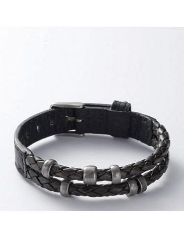FOSSIL Bracelet En Cuir Noir
