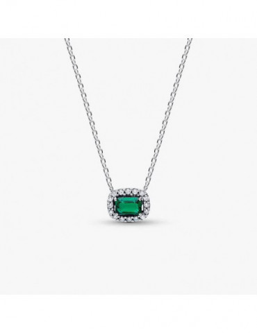 PANDORA Collier À Pendentif Halo Vert Scintillant Rectangulaire