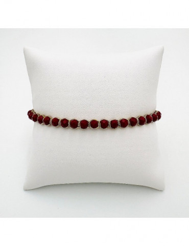 BEAUPASSANT Bracelet 1 Rang Bordeaux Gold